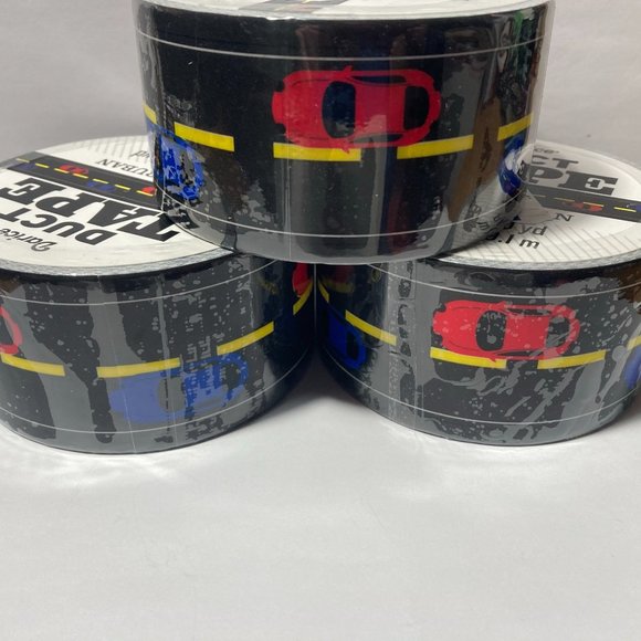 Red & Blue Cars on a Street Decorative Duct Tape - Picture 1 of 14